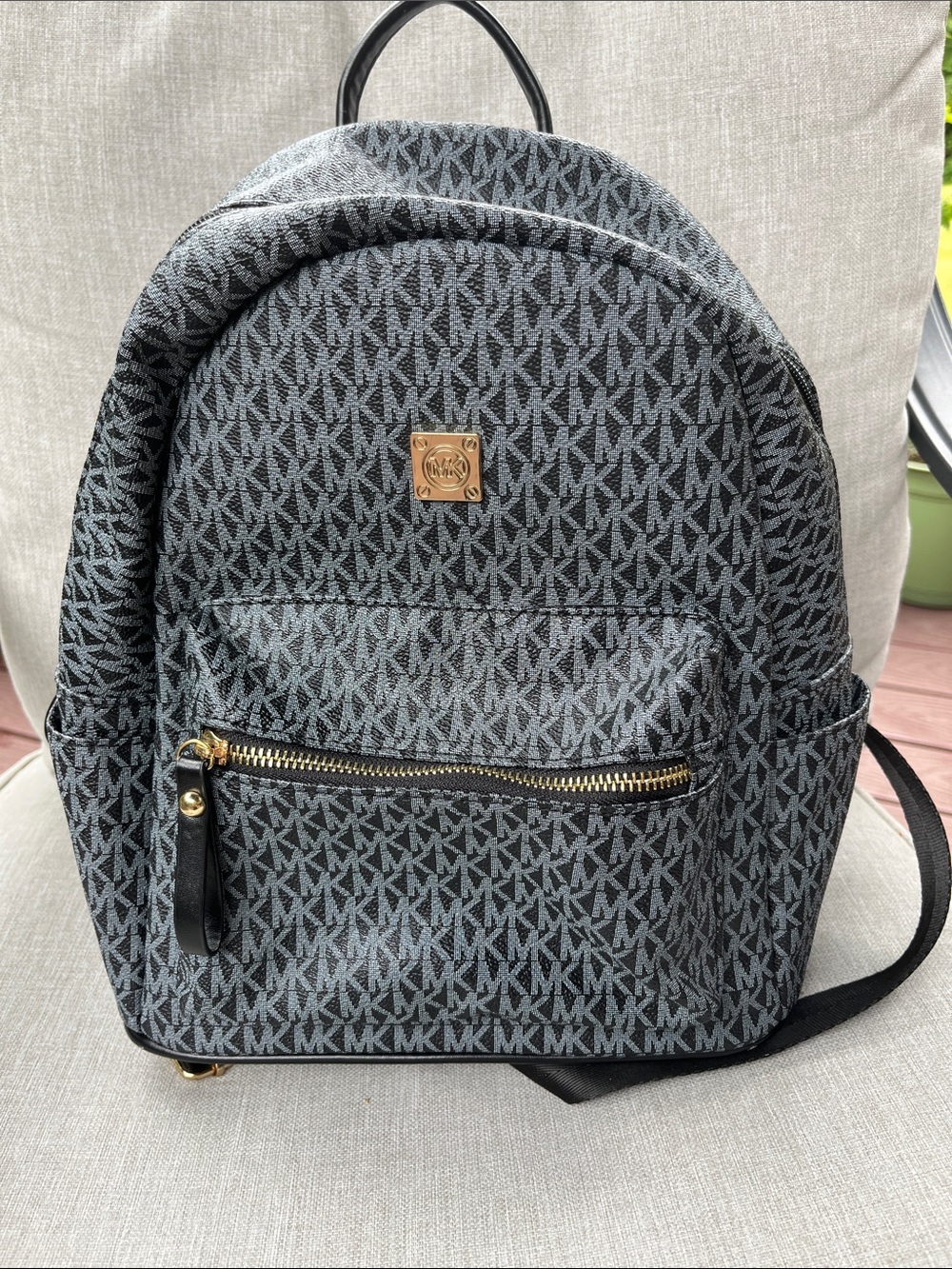 Chic Mini Backpack, Black/Grey Monogram Pattern, Every Day Casual Bag